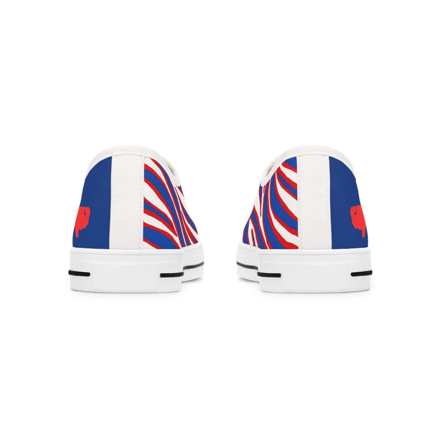 Buffalo Football Fan gear low top buffalo theme sneakers for women, buffalo football shoes, buffalo football slides. Let’s go buffalo