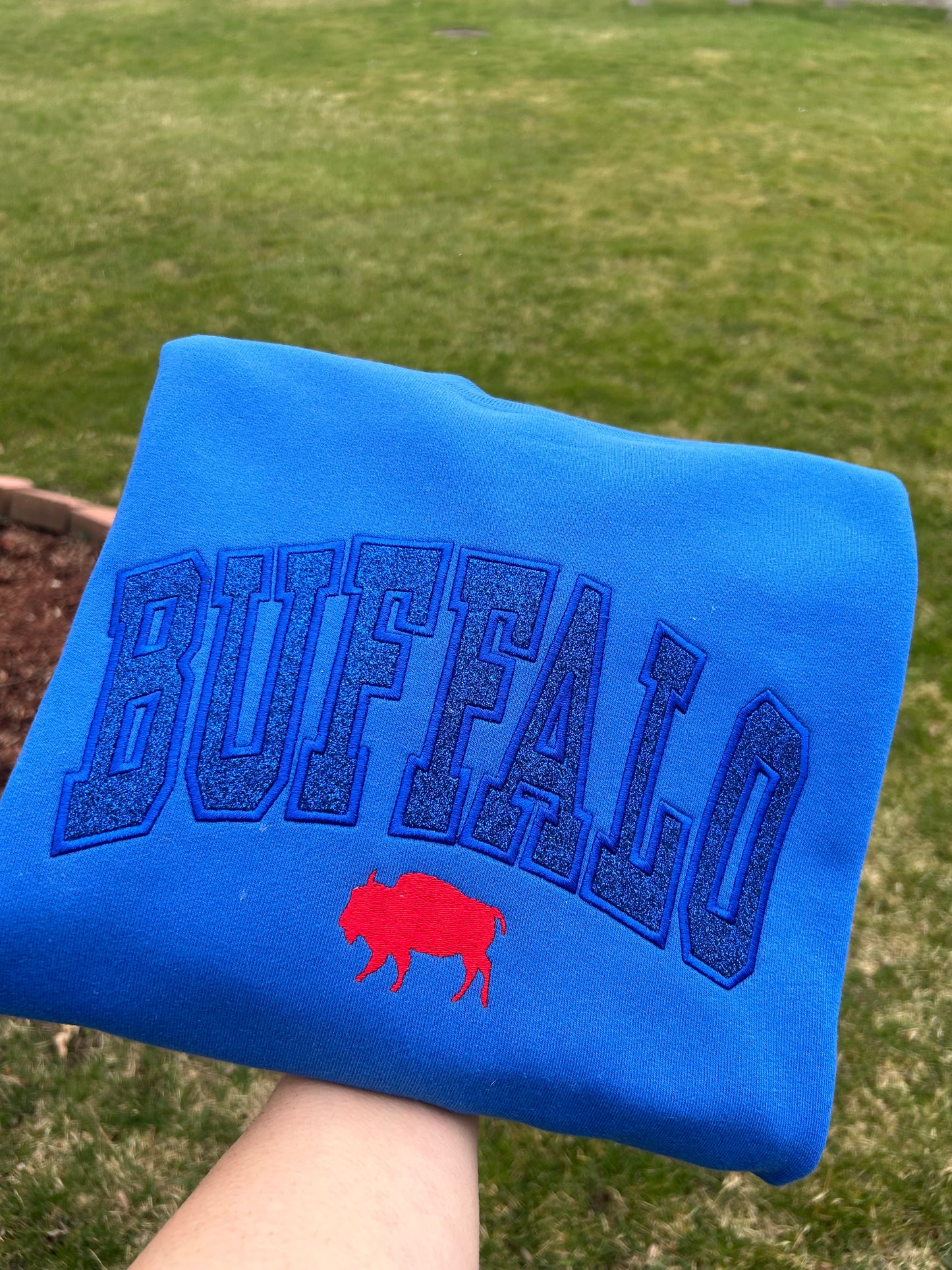 BUFFALO embroidered glitter crewneck sweatshirt