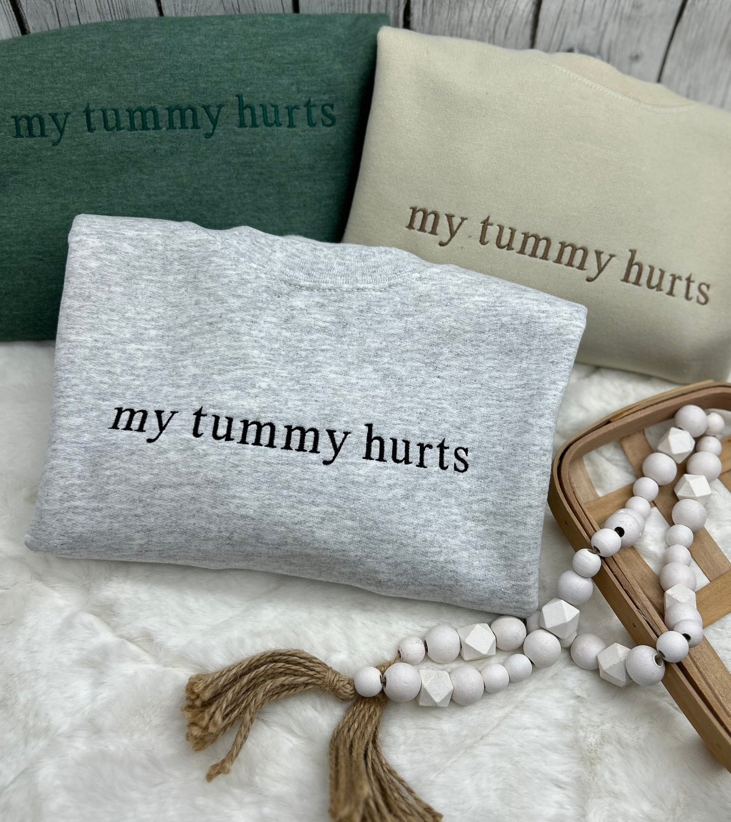 My Tummy Hurts embroidered Crewneck sweatshirt, Tummy Crewneck, Funny embroidered Sweatshirt, Tummy hurts sweatshirt, My Tummy Hurts hoodie